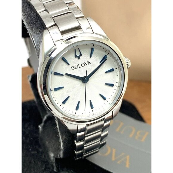 Bulova Women's Watch 96L285 Quartz White Blue Dial Silver Stainless Stee… - Picture 12 of 13
